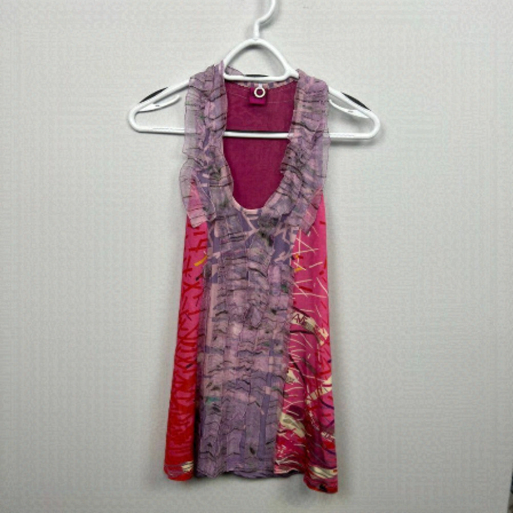 EUC Save The Queen Tank top, Size L. made in Italy, Pink and Purple
